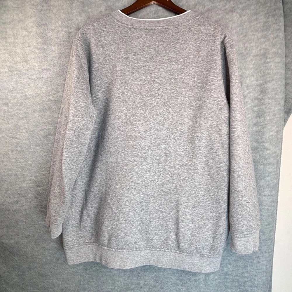 Vintage Sweatshirt Cardigan‎ Autumn Gnome Pumpkin Leaves Whimsical Gray 1X Plus